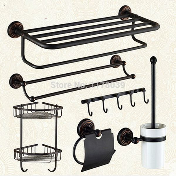 

all-copper towel rack,paper holders and bathroom shelves,black antique bathroom hardware accessories sets,j16536