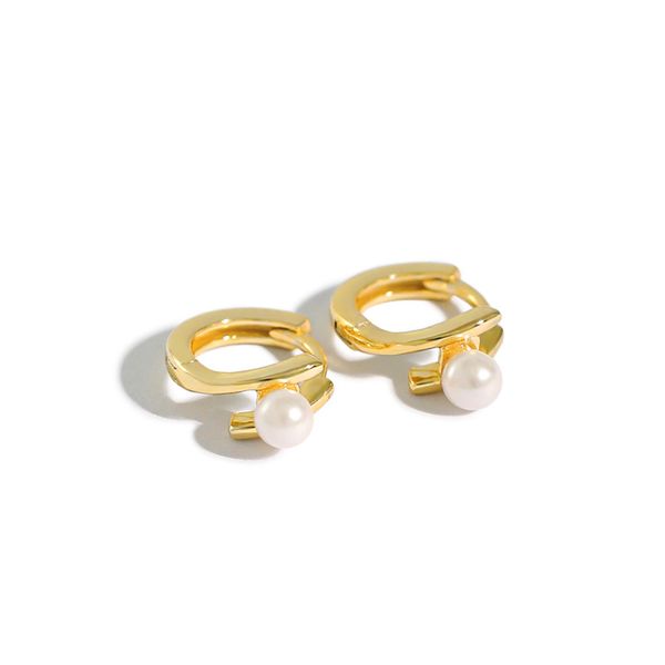 

hoop & huggie dia.7.5mm small authentic 925 sterling silver two-rows round shell pearl earrings fine jewelry for child tle1096, Golden;silver