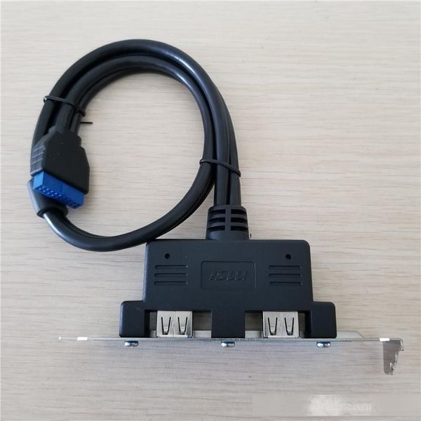 

10pcs/lot motherboard 20pin to double usb 3.0 panel extension data cable rear baffle with screw 50cm