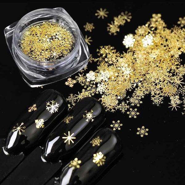 

nail glitter 90 pcs/box sequins metal gold snowflake mixed christmas art 3d decoration manicure design, Silver;gold