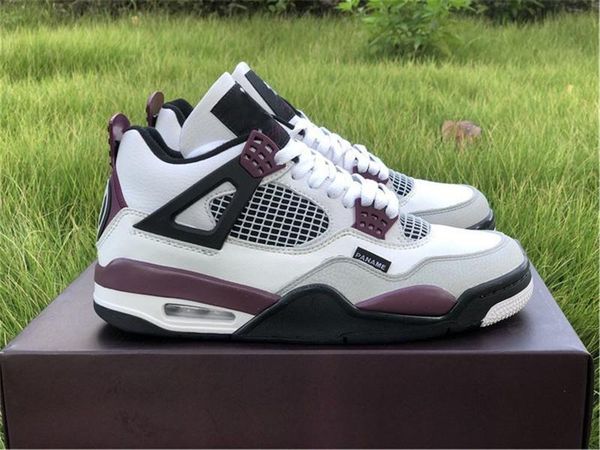 

authentic 4 paname mens basketball shoes white neutral grey black bordeaux paris outdoor sports sneakers with original box us 7-13