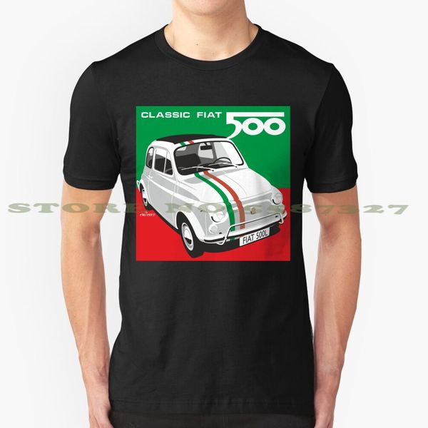 

fiat 500 italian flag black white tshirt for men women