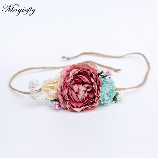 

fabric flower crown headwear girl peony flower tie back halo bridal crown headbands hair accessories 120pcs, Slivery;white