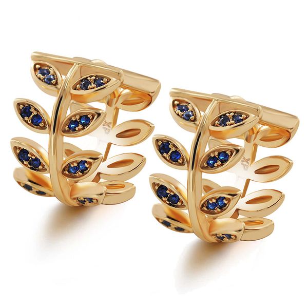 

mxgxfam blue / black / white zircon leaves hoop earrings for women fashion jewelry 2020 new design good quality, Golden;silver