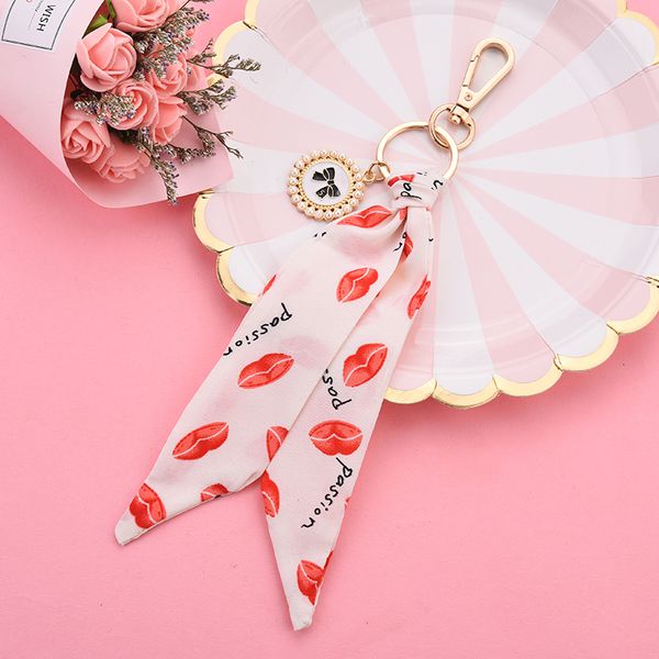 

fashion scarves key chain bowknot exquisite decoration silk tassels keychains women bag charm pendant eh107, Silver