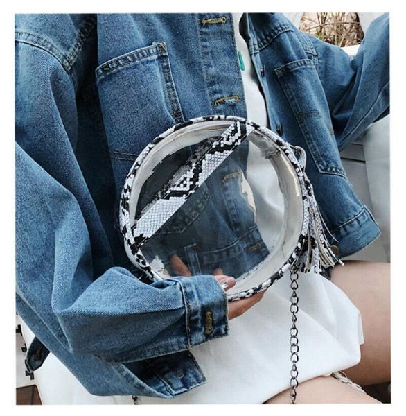 

мода женщины пвх мини цепи сумка прозрачный конфеты очистить tote tassels плечо сумки crossbody сумки
