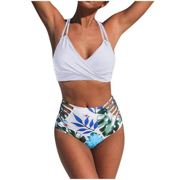 

women's swimwear swiming suit women floral print bikini set swimming lace up two piece swimsuits formal bandage beachewear x0326, White;black