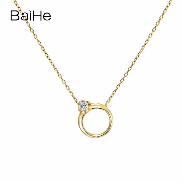 

baihe solid 18k yellow gold h/si 0.02ct natural diamond trendy fine jewelry gift simple sweet diamond necklaces, Silver