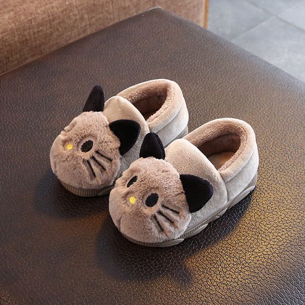 

children' home shoes autumn and winter boys and girls indoor non-slip warmth cartoon cute boots kids shoes, Black;grey