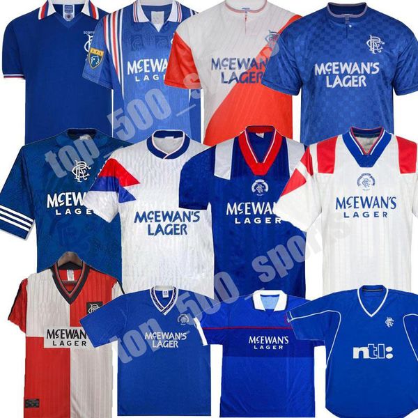 

87 90 92 94 95 96 97 99 01 glasgow rangers retro soccer jerseys gascoigne laudrup laudrup mccoist vintage gascoigne football shirts uniforms, Black;yellow