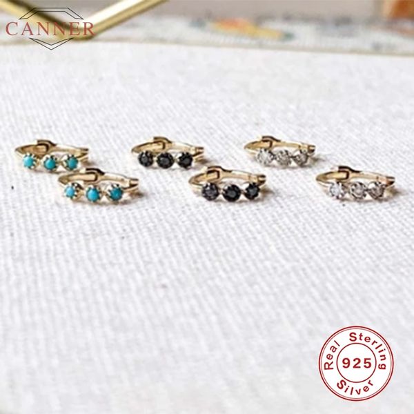 

canner 925 sterling silver hoop earrings for women opal zircon earring hoops luxury mini earings ear s925 jewelry pendientes, Golden;silver