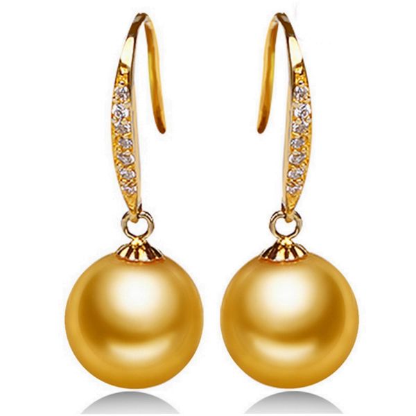 

s925 sterling silver earrings 10mm perfect round natural shell pearl drop earrings fashion jewelry for women ing