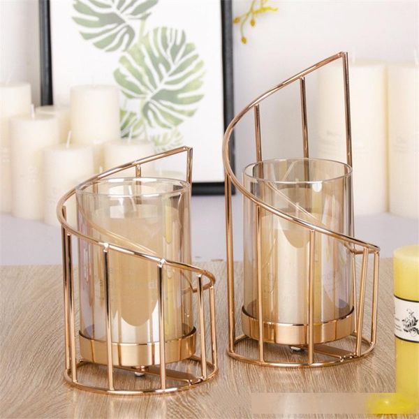 

golden iron candle holder european geometric candlestick romantic crystal candle cup home decoration table decoration