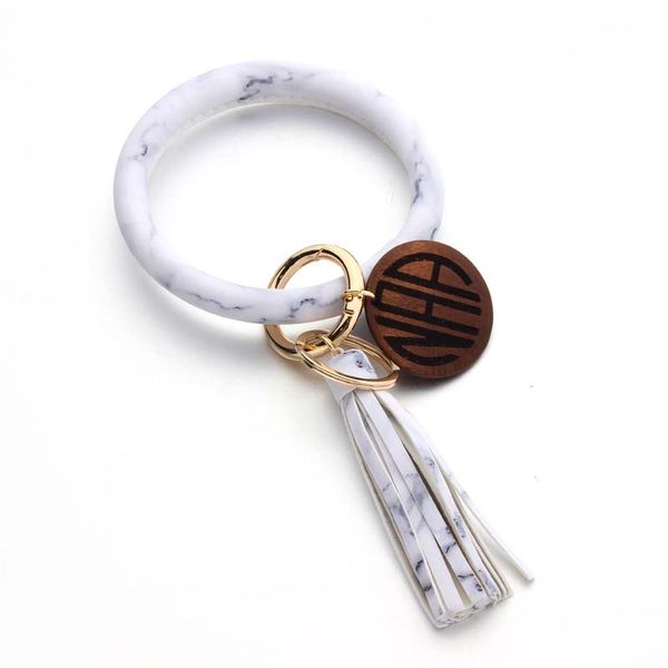 

2020 new sell keychain wood pendant for women men leopard snake pu leather tassel kabaw fashion bracelet keychain jewelry, Silver