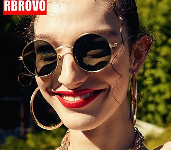 

rbrovo round retro sunglasses women 2020 sunglasses women vintage glasses for mirror feminino, White;black