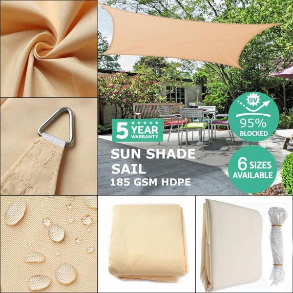 

shade 300d waterproof sun polyester square rectangle sail garden terrace canopy swimming camping hiking yard awning