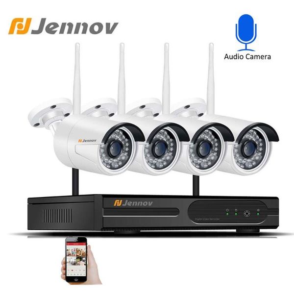 

jennov 4ch 2mp 1080p home security cctv wireless wifi cameras p2p audio surveillance system video outdoor security waterproof