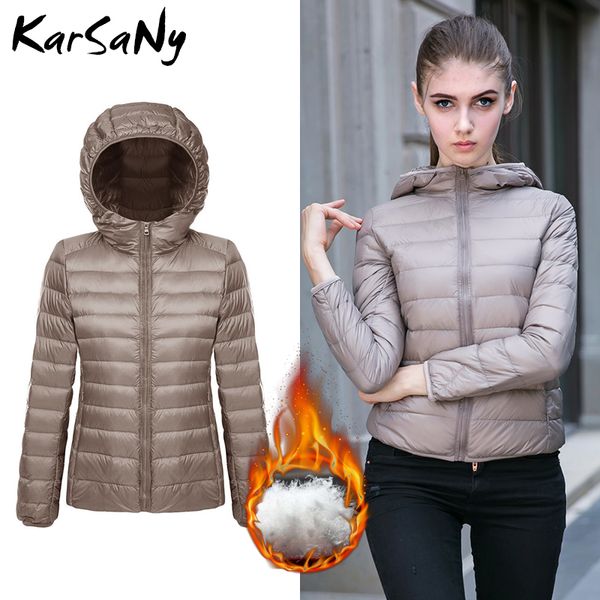 

ultra light jacket women hooded winter plus size outwear white duck down jacket ultra light weight down coat for women plus size, Black