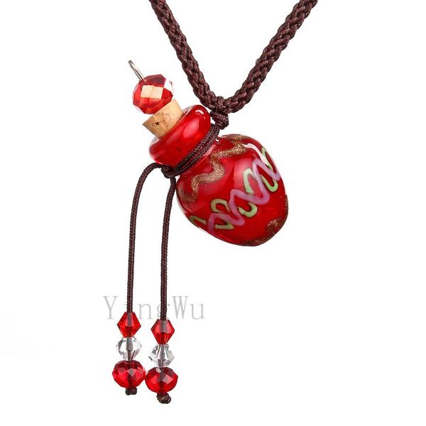 

yingwu lampwork glass bottle pendant necklace perfume essential oil diffuser handmade, Silver