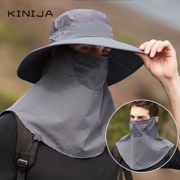 

cloches summer outdoor mask hat sun proof fisherman men and women mountain riding fishing, Blue;gray