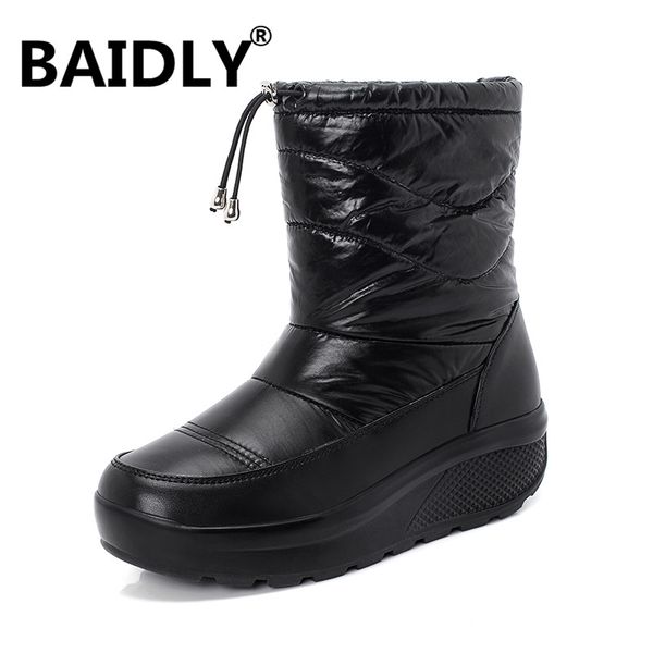 

winter waterproof snow boots women shoes cotton boots female warm plus velvet shoes women ankle with thick fur botas mujer, Black