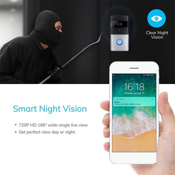 

z-ben wifi video doorbell 720p security camera door phone two-way audio & 32g tf card and night vision intercom video doorbell
