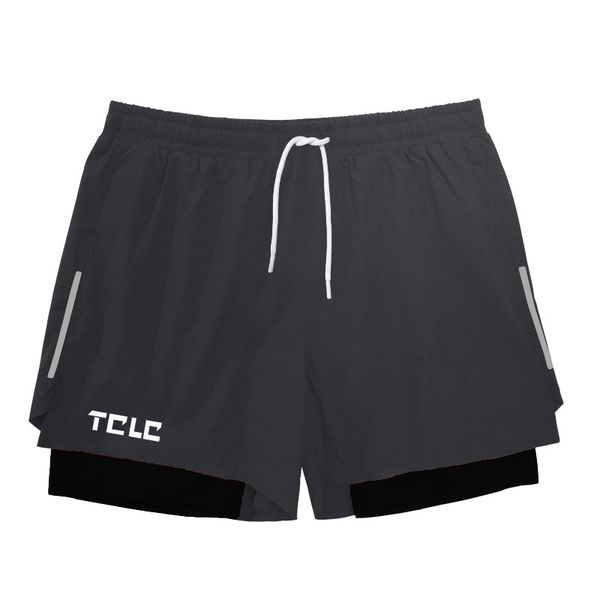 

cross border muscle brothers double layer drying shorts ultra-stretch male fitness track running sports shorts manufactur, Black;blue
