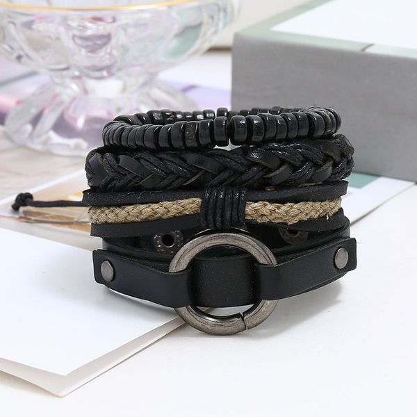 

punk style women pu leather button fold over clasp bracelets vintage rock multilayer drawstring charm jewelry, Golden;silver