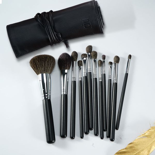 

professional makeup brushes set soft blue squirrel goat hair powder contour eye shadow blending brush handmade make up brush kit