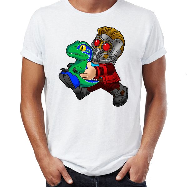 

men's t shirt jurassic star lord and blue awesome illustration artwork printed tee