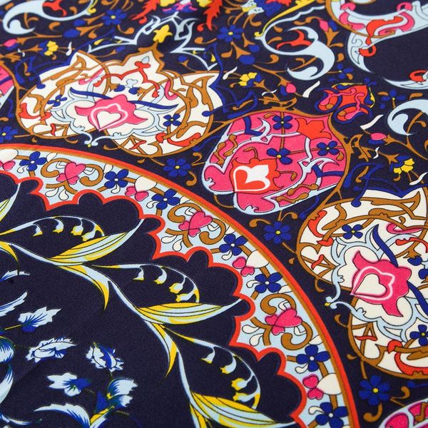 

100% шелковый шарф женщины ретро цветок печать шейного женский foulard площадь шарфы бандан дама офис оголовье мусульманской wrap bbyhjb, Black