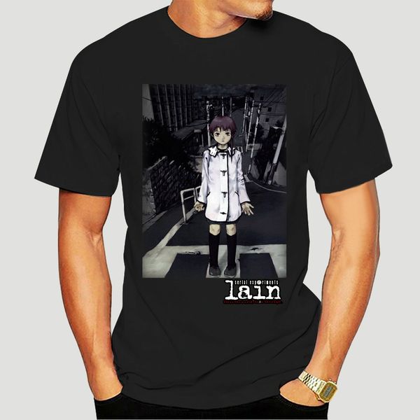 

serial experiment lain 1999 close the world anime manga japan t-shirt reprint low price round neck men tees-4125a