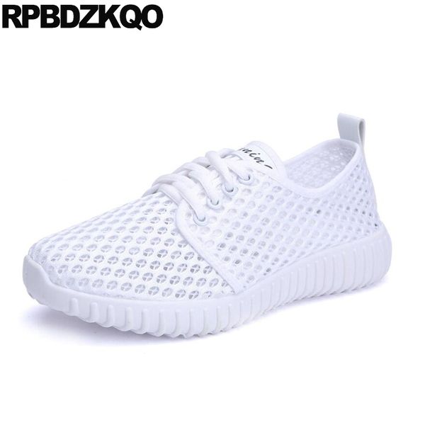 

hollow out summer flats sneakers female breathable shoes china designer mesh round toe trainers women white pink lace up, Black