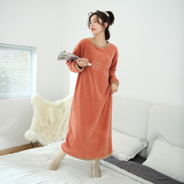 

2020 new fashion dress thickened polar fleece korean clothes home clotheshome furnishing clothingstyle loose lazy style ins large size night, Gray