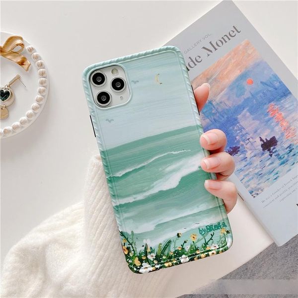 

watercolor painting mobile phone case for iphone 11 pro max xs max xr xs 7 8 6 6s plus matte graffiti soft shell