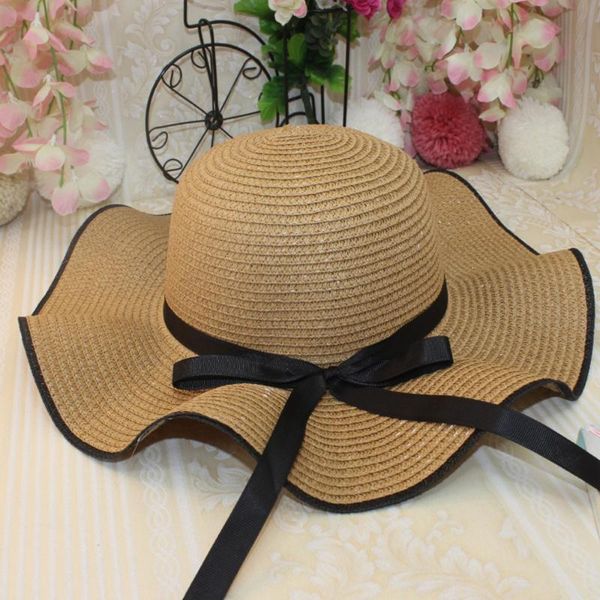 

2020 new ladies sun hat straw woven wide-brimmed dome straw hat casual breathable shopping tourism beach sunscreen, Blue;gray