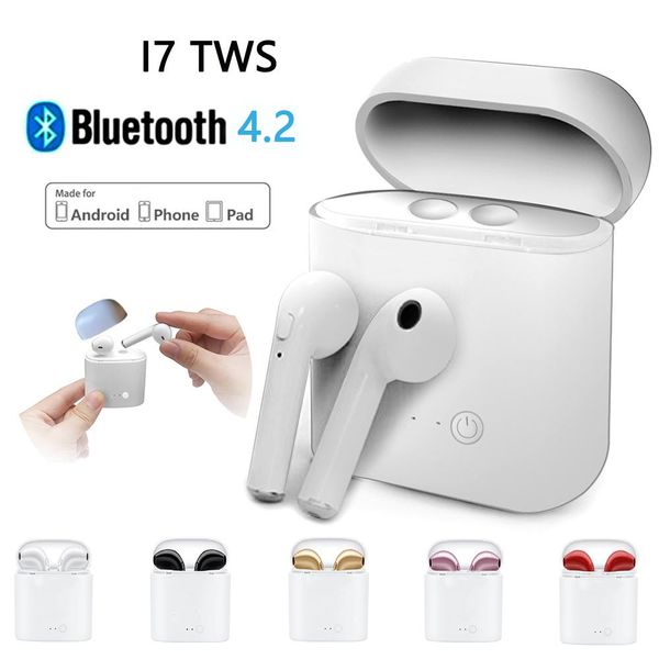 

i7 i7s tws bluetooth headphones twins earbuds mini wireless earphones headset with mic stereo v5.0 for phone android with retail package