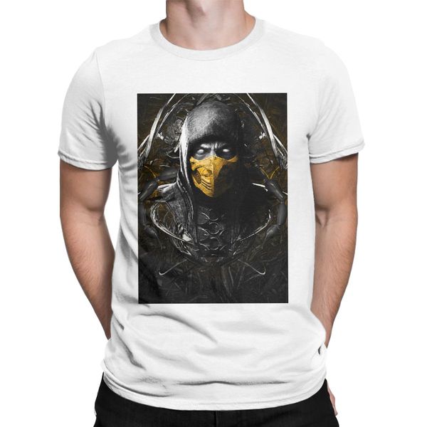 

урожай mortal kombat x scorpion mk11 t-shirt мужчины вокруг шеи чистого хлопка футболки с коротким рукавом майка летняя одежда