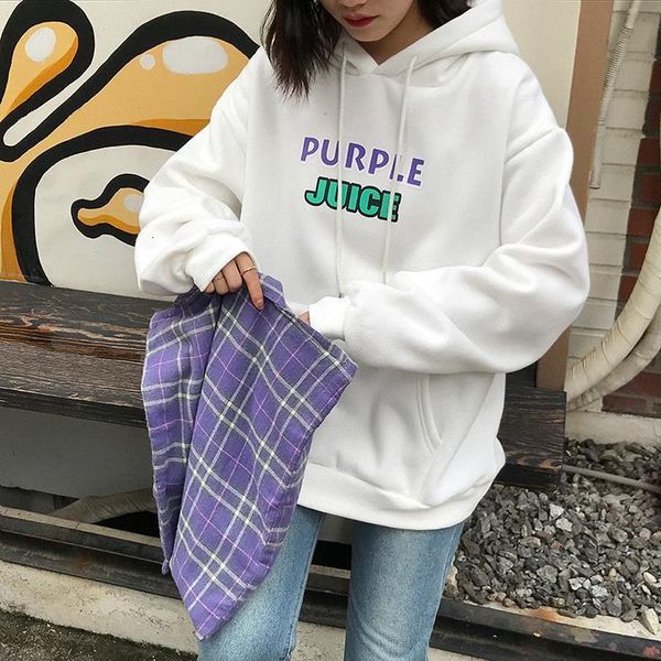 

korean clothes autumn 2020 winter oversized hoodie women harajuku style fashion print letters friends purple sweatshirts women, Black