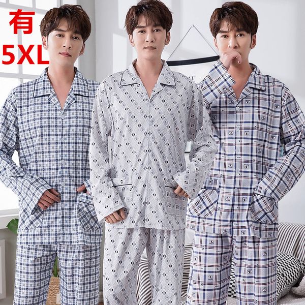 

men's sleepwear selling pyjamas lard-bucket knit cotton cardigan fold-down collar plus-sized men tracksuit pajamas suit, Black;brown
