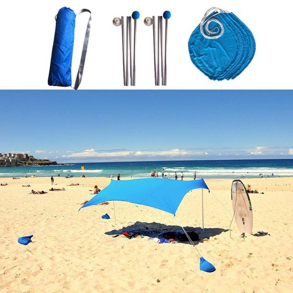 

tents and shelters 3-4 person beach tent tarp portable sunshade canopy upf50 uv protection sun shelter awning with sandbag anchors