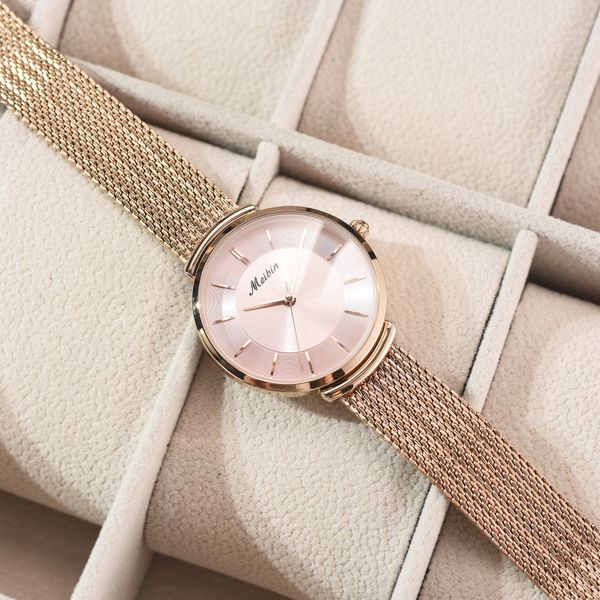 

womens high-end simple and elegant quartz watch, Slivery;brown