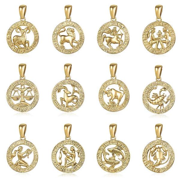 

charms trendsmax 12pcs constellation zodiac sign 585 rose gold pendant wholesale color horoscope pendants gpm24/16, Bronze;silver
