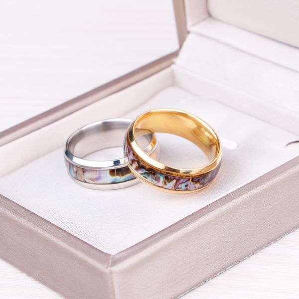 

pearl shell gold sliver color stainless steel rings for women for man noble ring steel fashion jewelry 2020, Golden;silver