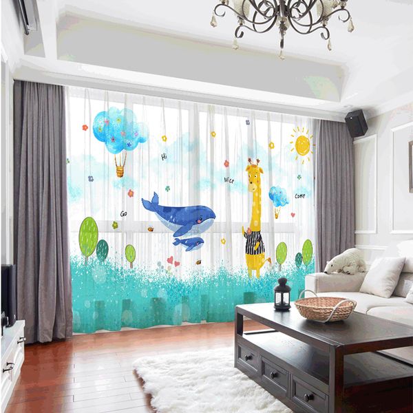 

шифоновые окна шторы cartoon тюль шторы для детской комнаты drape панель sheer net window занавес для детей гостиной