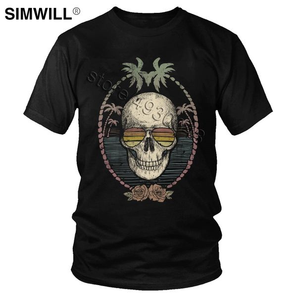 

урожай ладони черепа t-shirt мужчины хлопок ретро лето graphic tshirt с коротким рукавом streetwear футболки классический марка плюс размер