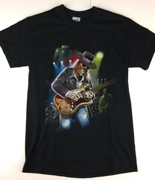 

vintage stevie ray vaughan skeleton playing guitar two-sided reprint