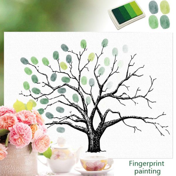 

wedding thumbprint tree finger painting wedding signature guest book