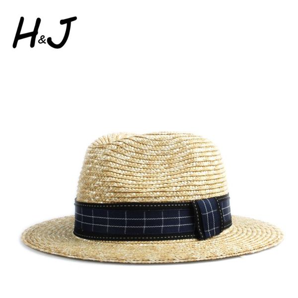 

wide brim hats summer women sun hat straw lady boater panama beach sunhat with fashion riibbon band size 56-58cm, Blue;gray