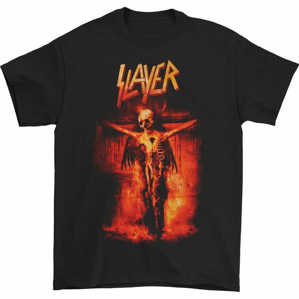 

slayer men's skeleton cross t-shirt black slogans customized tee shirt